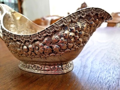 Tiffany Sterling Silver ENGLISH KING Large Gravy Sauce Boat Floral Repousse