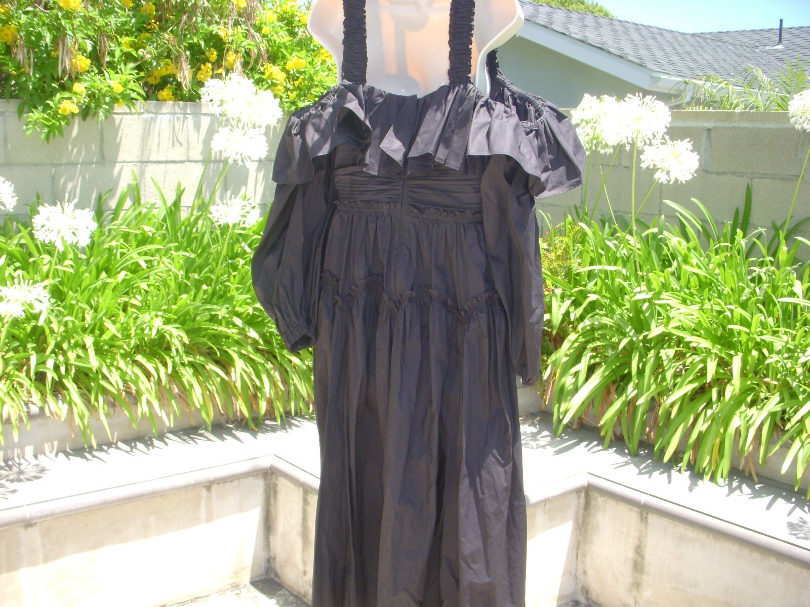Pre-owned Ulla Johnson Caprice On/off Shoulder Black Midi Dress 100% Cotton Us 8, $520