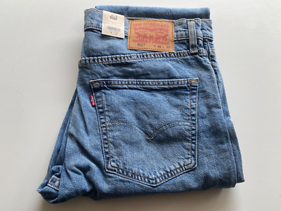 LEVI'S LEVI 511 SLIM FIT FLEX STRETCH STONE WASHED BLUE DENIM JEANS 36W 32L NEW
