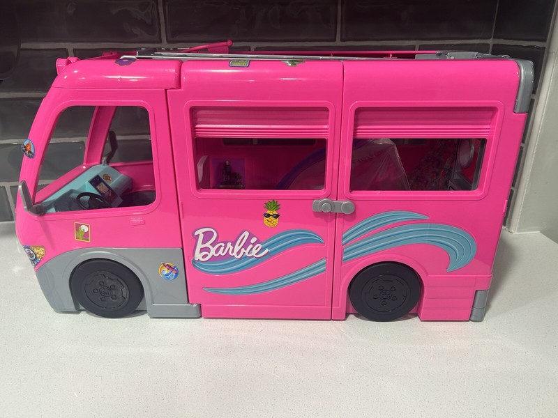 Barbie Doll DreamCamper Van Playset w/Pool Slide Some Accessories