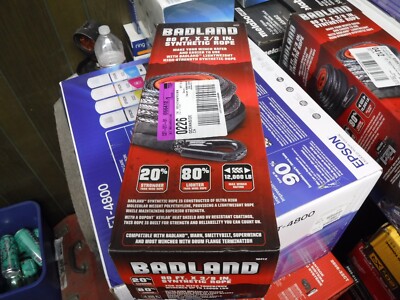 *NEW* BADLAND  12,000 Lb. 80 Ft. X 3/8'' Synthetic Winch Rope, 56412