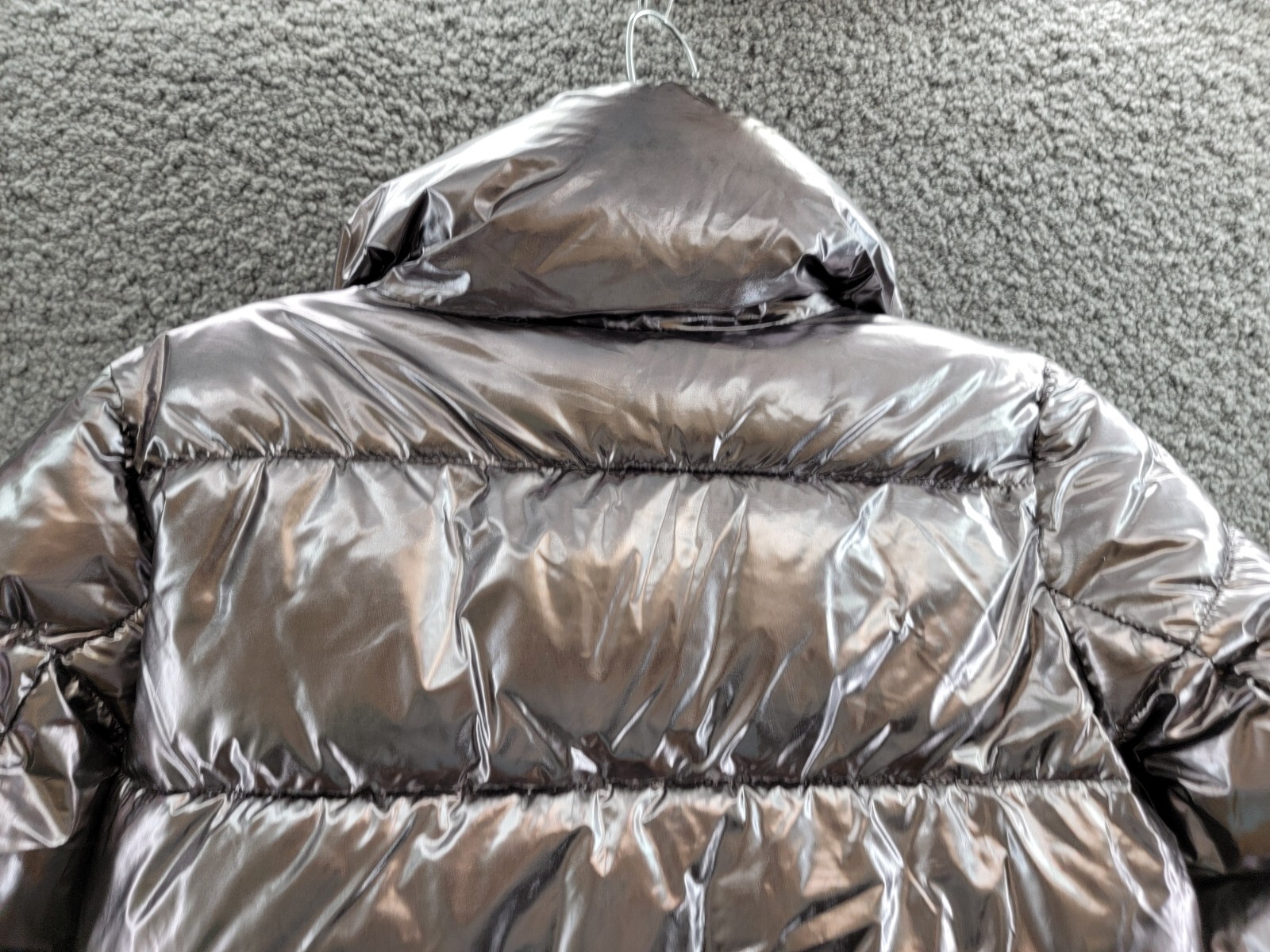 AQUA Metallic Puffer Coat Women's XS Metal Quilted Side Pockets Snap Zip Closure - Picture 12 of 17