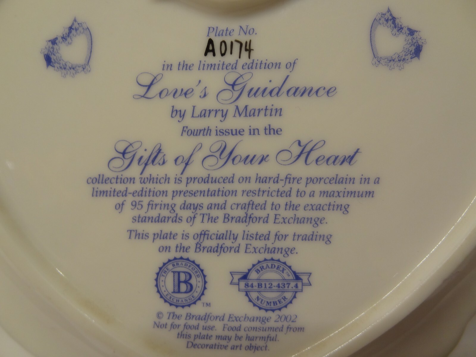 BRADFORD EXCHANGE LOVE'S GUIDANCE GIFTS OF YOUR HEART LIMITED EDITION PLATE