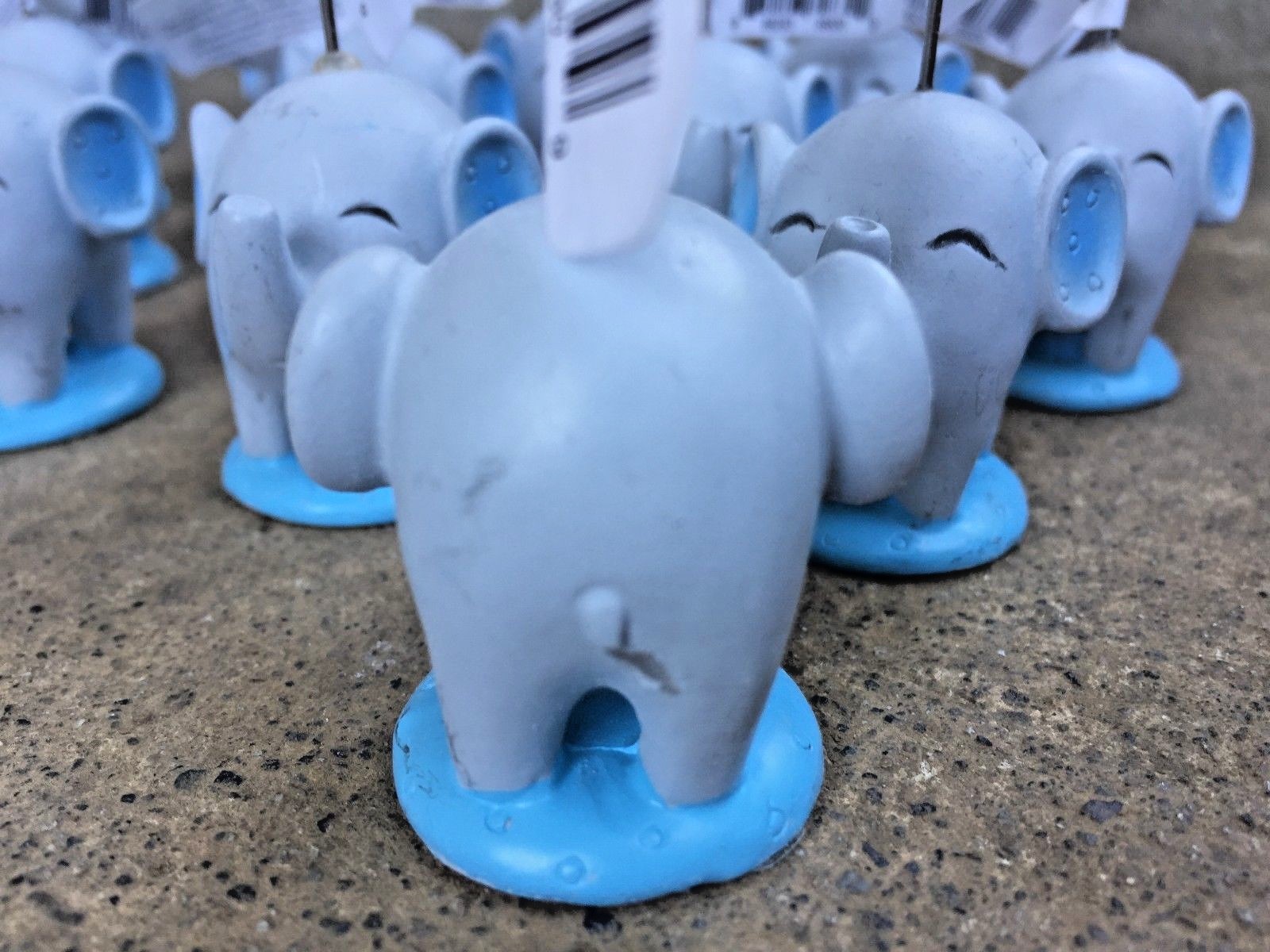 Set of 12 Kate Aspen Blue Hard Plastic Elephant Name Place Card Photo Holder