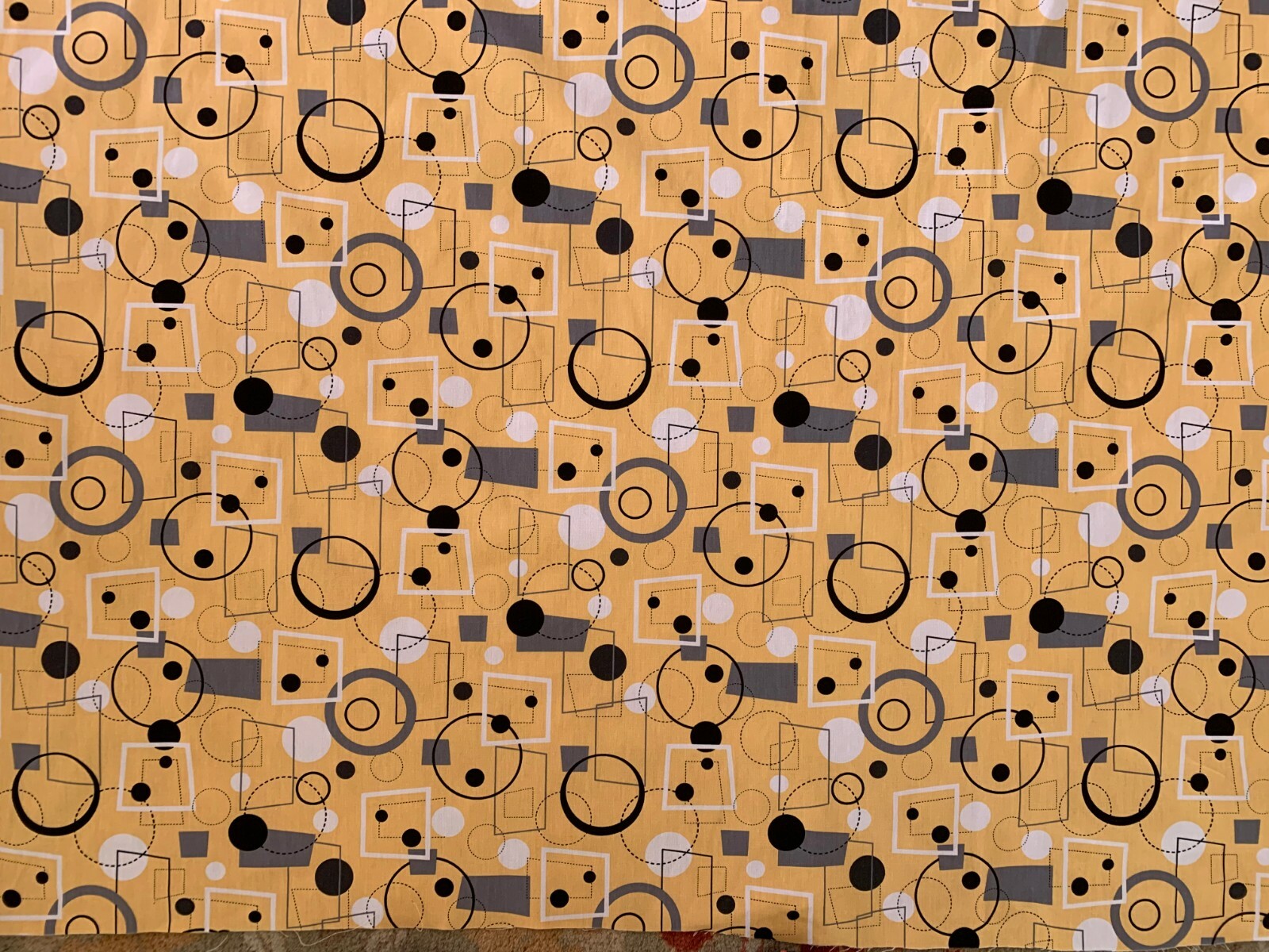 VTG 1950's ATOMIC Geometric DRAPE fabric bty MCM Yellow Gray Mid Century Cotton