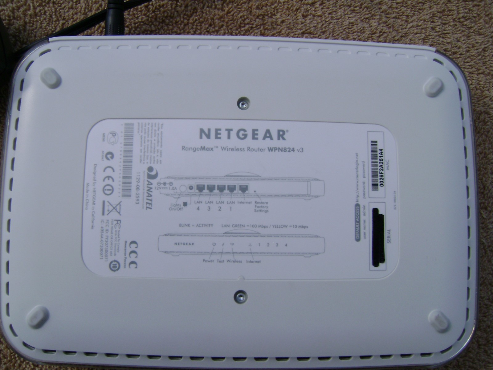 Netgear WPN824 v2 RangeMax Wireless Router W/Adapter USED WORKING GENUINE
