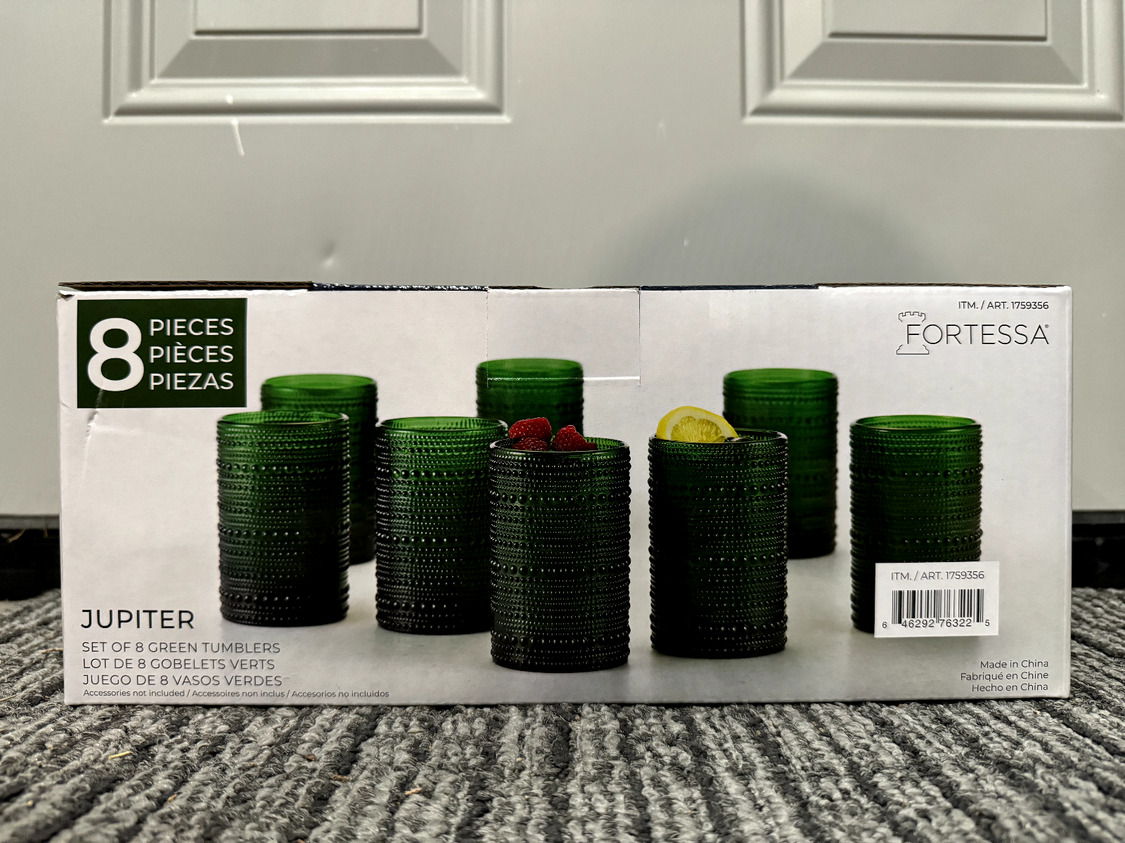 Fortessa Jupiter 8 piece drink glass set 13 oz Beaded design