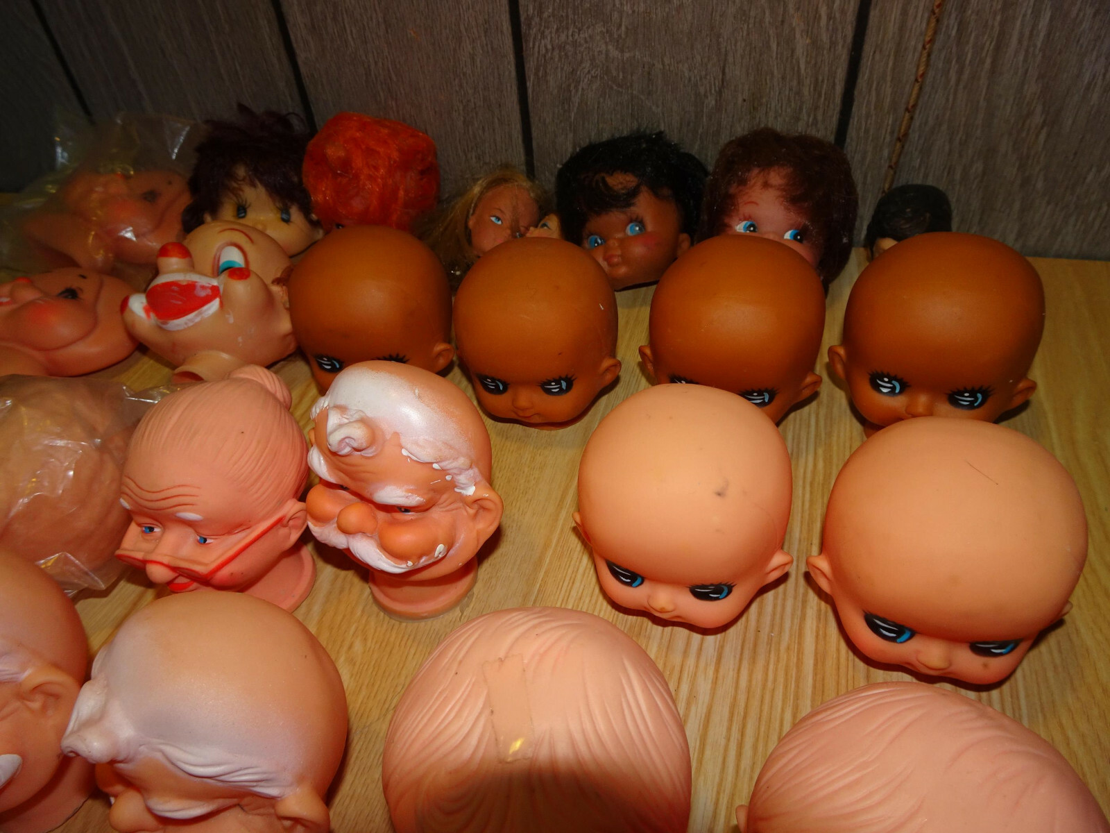 Lot of 35 Vintage Antique Craft Dollmaking Doll Heads - Unused but a bit Dirty