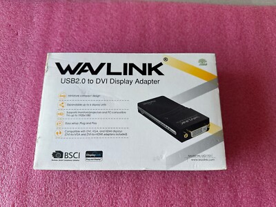 WAVLINK USB 2.0 to DVI/HDMI DISPLAY Adapter Multiple Monitors Model: WL-UG17D1