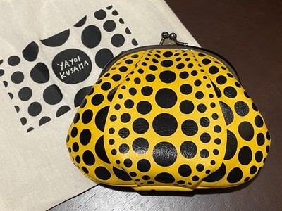 Yayoi Kusama Gama mouth wallet coin purse Yellow with Black Dots genuine leather