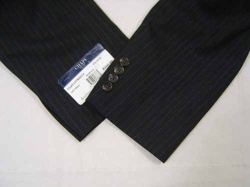 Chaps Men’s 100% Wool Sport Coat Blazer Jacket Grey Charcoal Pinstripe 42S $220