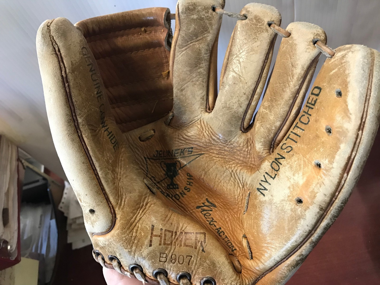 !!!VINTAGE  MITT HOMER B907 LEATHER  !!!! WOW !!!