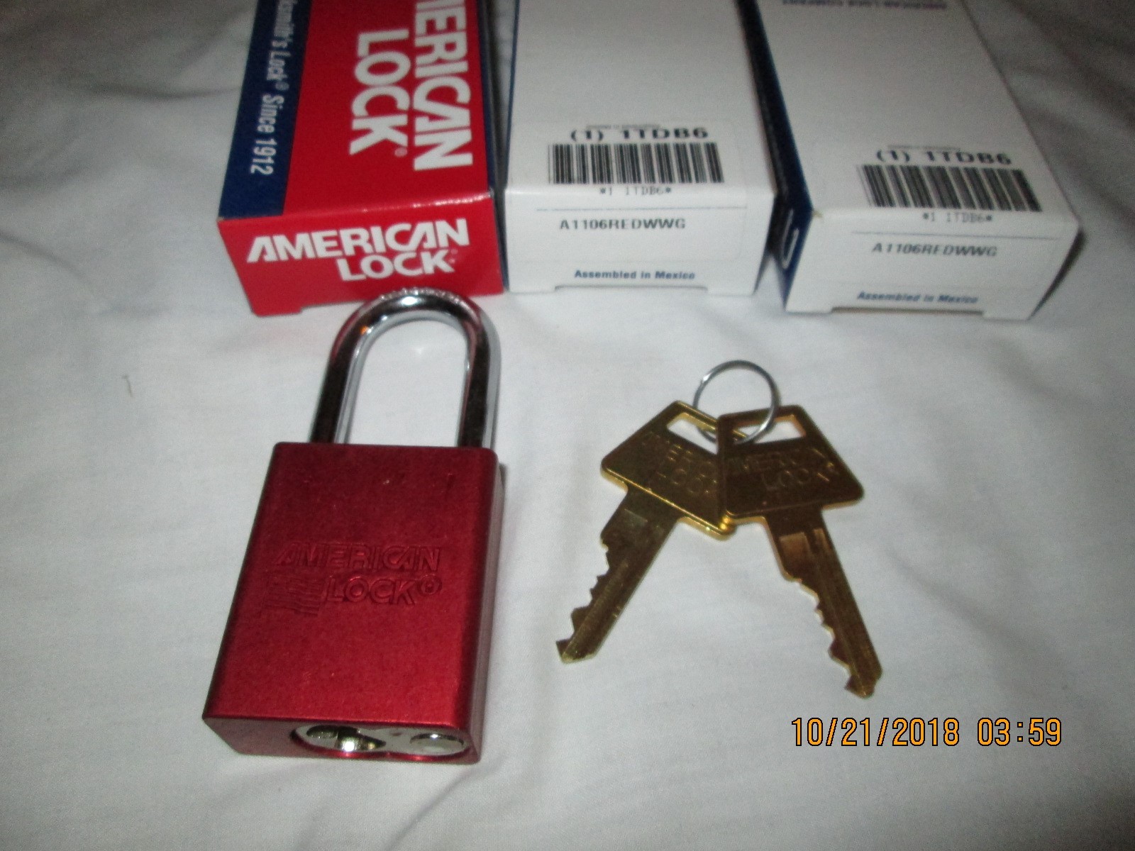 AMERICAN LOCK 6 1TDB6 SIX Locks with 2 keys each NEW A1106REDWWG RED LOCKS &keys