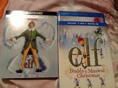 Elf 4K Bluray Will Ferrell new NO DIGITAL + FREE DVD Buddy's Musical Christmas