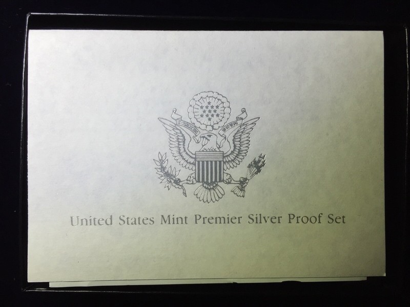 1992 US Mint Premier Silver Proof Set 5 Piece Silver Set Box & COA