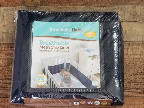 navy blue mesh crib bumper