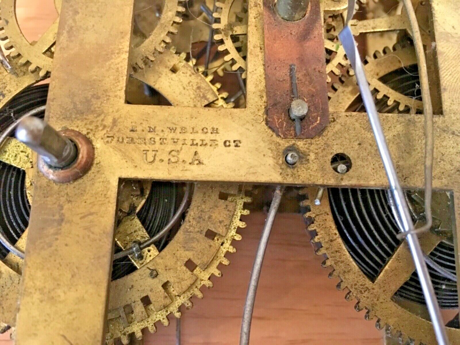 Clock Works Mechanism Antique E.N. Welch Ct. U.S.A. Parts Restoration