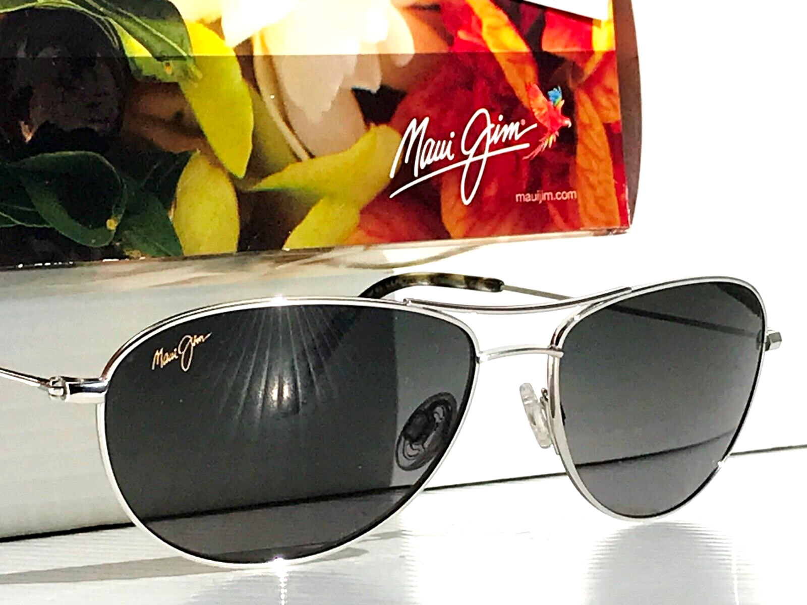 Pre-owned Maui Jim Baby Beach Silver Polarized Grey Lens Sunglass Gs245-17 In Gray