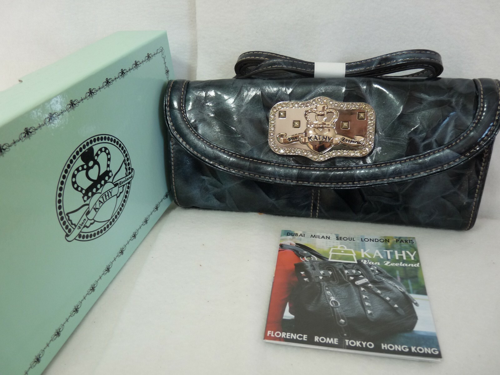Женская сумка New/Defects Kathy Van Zeeland Convertible Clutch Shiny Patent  Lagoon, in Box: купить с доставкой из США, цена 2 407 руб - (154052208984)