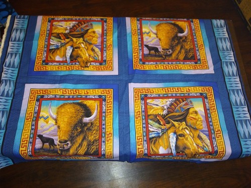 Springs Industries Tribal Elements Fabric Pillow Panel Indian Horse Buffalo 7267