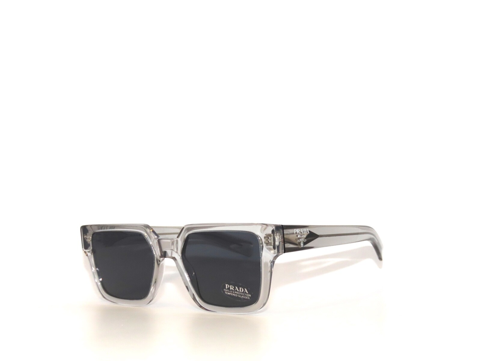 Pre-owned Prada 03zs U430a9 Transparent Gray Blue Sunglasses Pr03zs