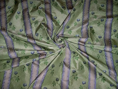CLARENCE HOUSE SHABBY ROSES FRENCH LISERE SILK DAMASK FABRIC 50 YARDS CELADON
