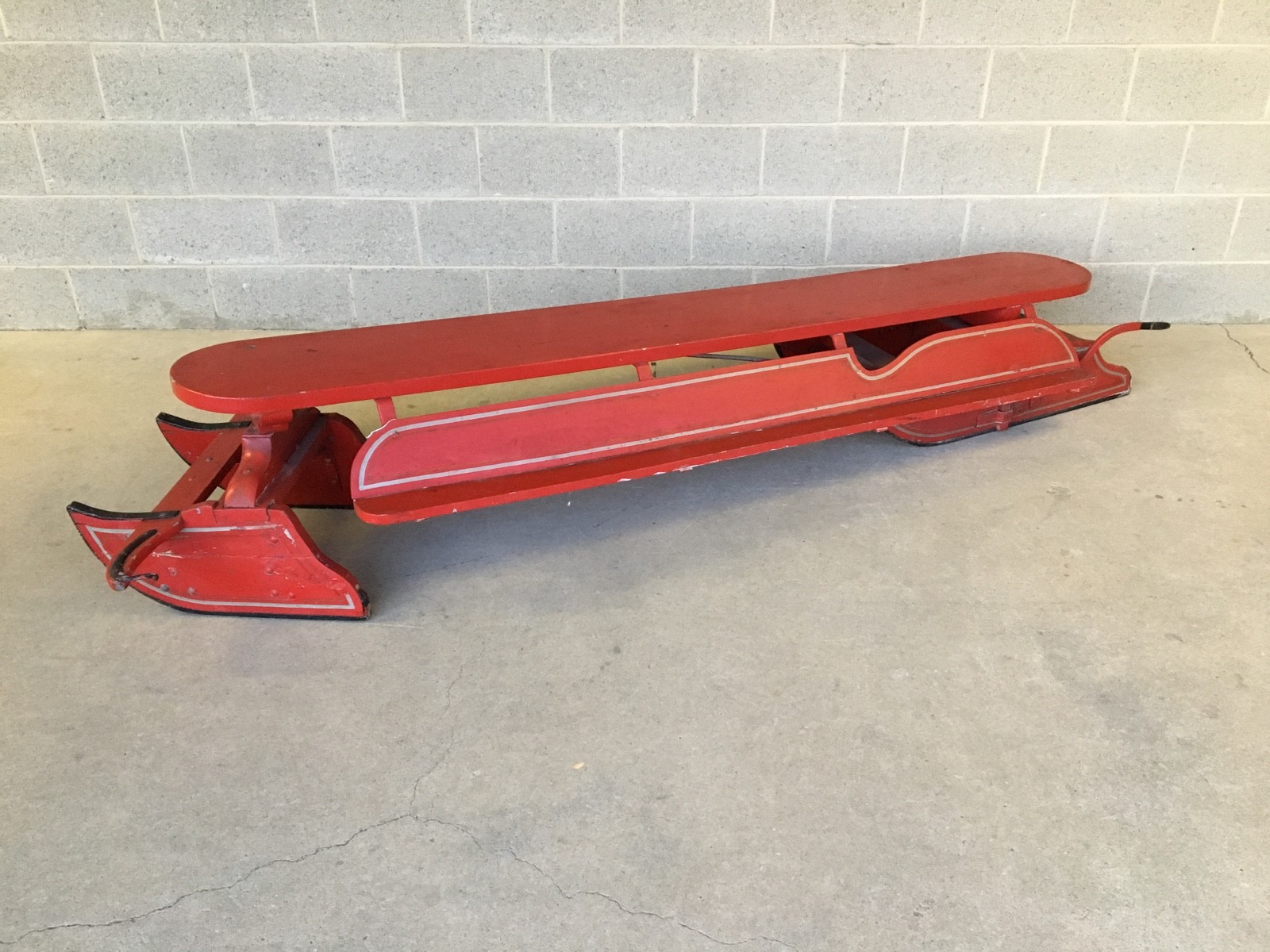 ANTIQUE 1900'S HAND PAINTED 4 MAN BOBSLED - SLED 8 1/2 FEET LONG