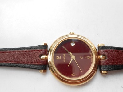 Genuine GOLD PLATED Swiss Made ENICAR Date Ladies Quartz WristWatch Rare 5