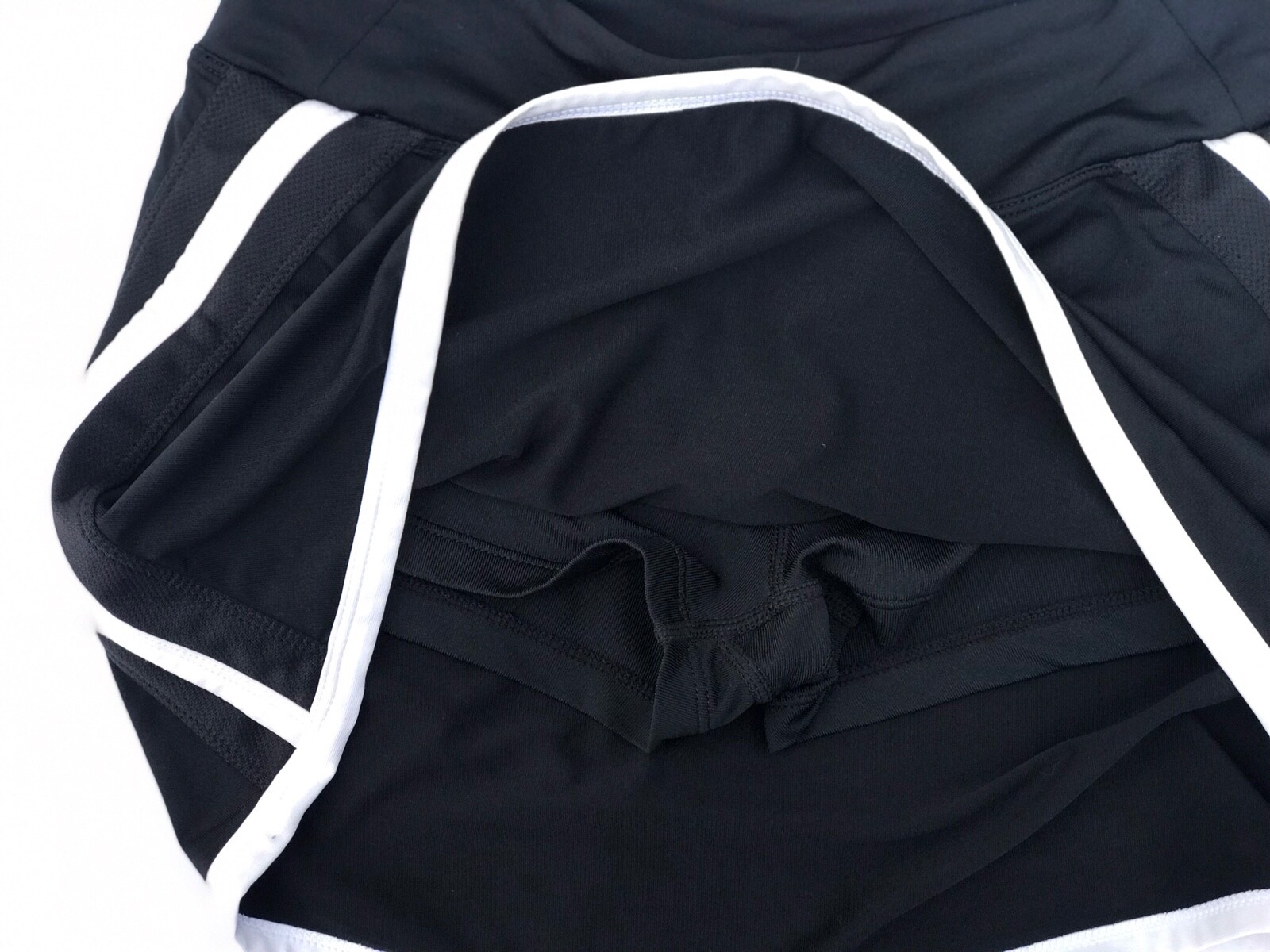 Girls Nike Dri Fit Jet black white striped Sport Run Tennis Skirt Skort L Large