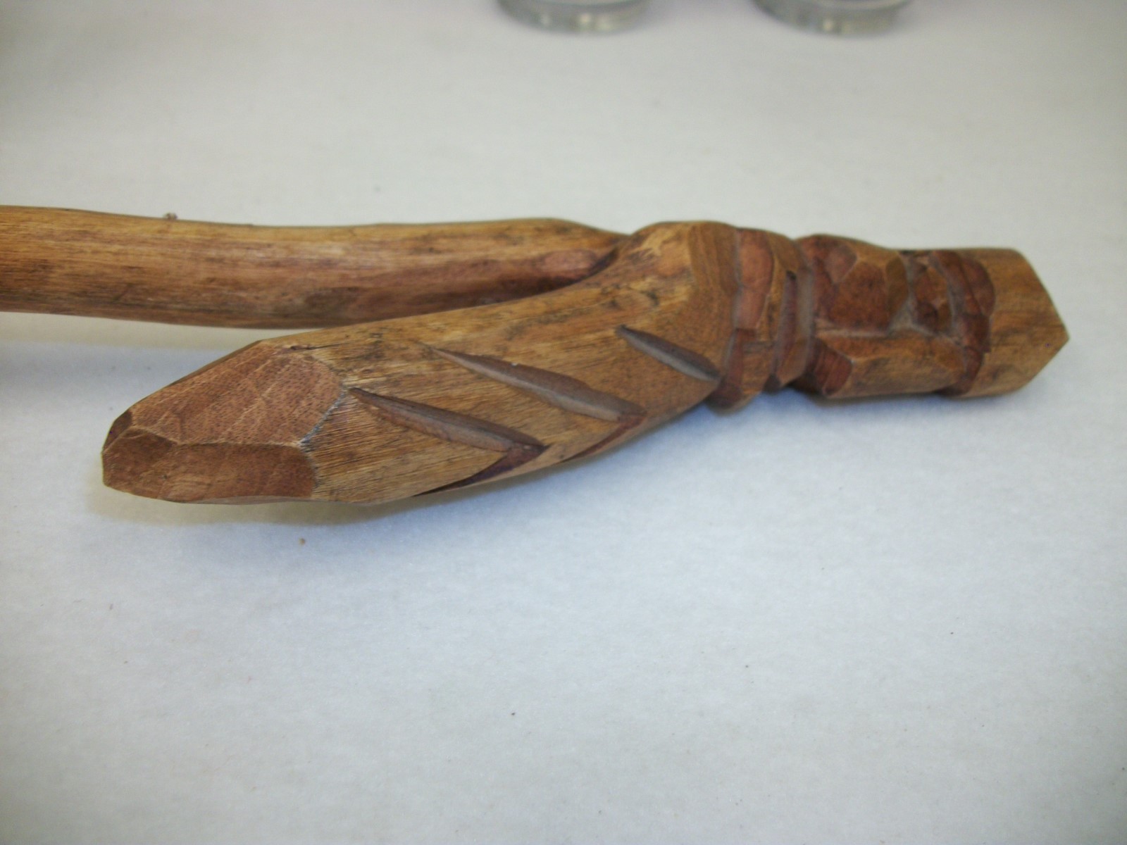 Vintage Hand Carved Wooden Walking Stick Cane - Bearded Tiki Native