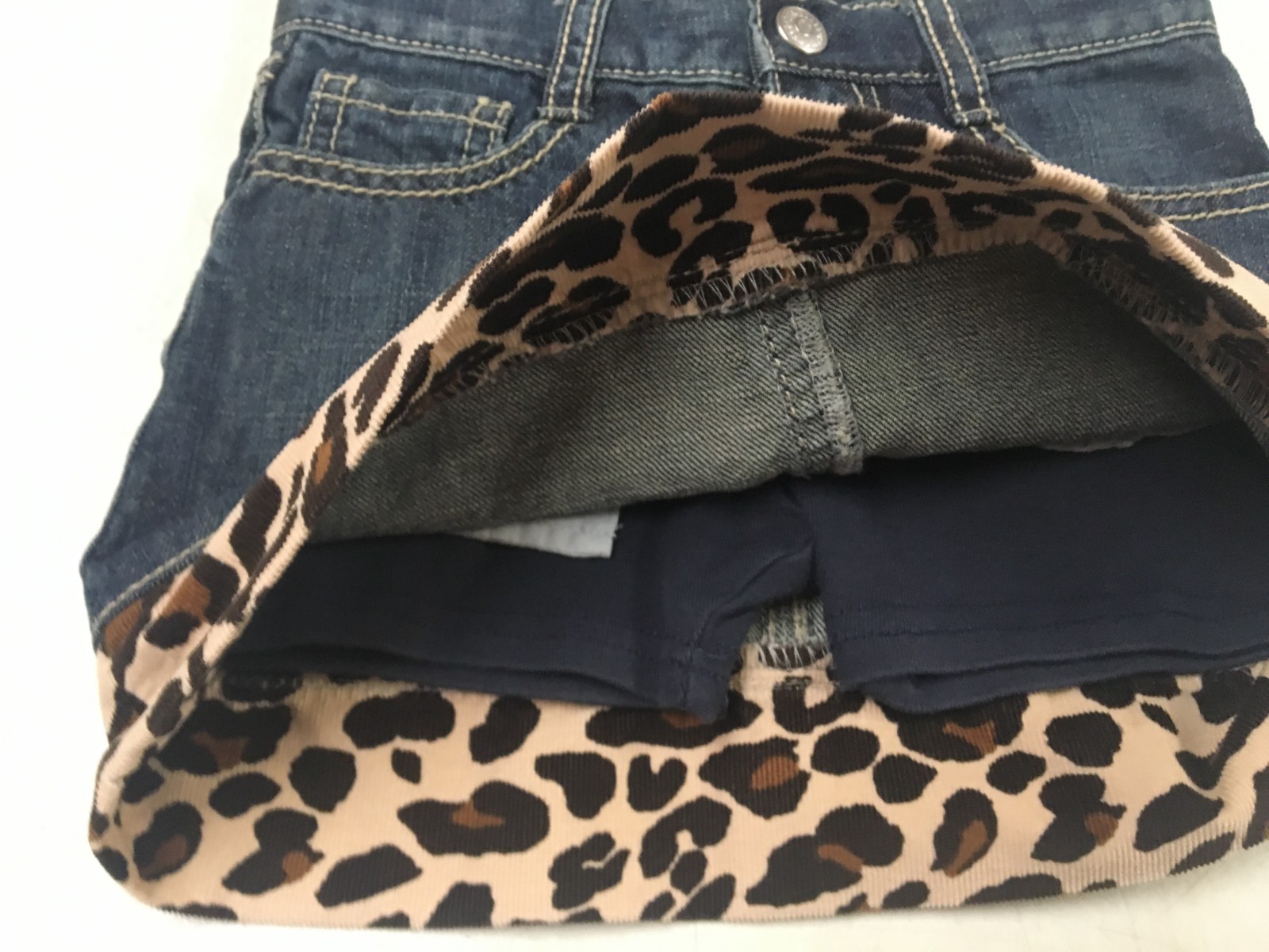 GYMBOREE  READY DRESS GO  DENIM LEOPARD TRIM SKORT  GIRLS SZ   4   LNW