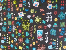 School ABC Math Teacher Cotton Fabric Remnant 1yd X 44 | eBay