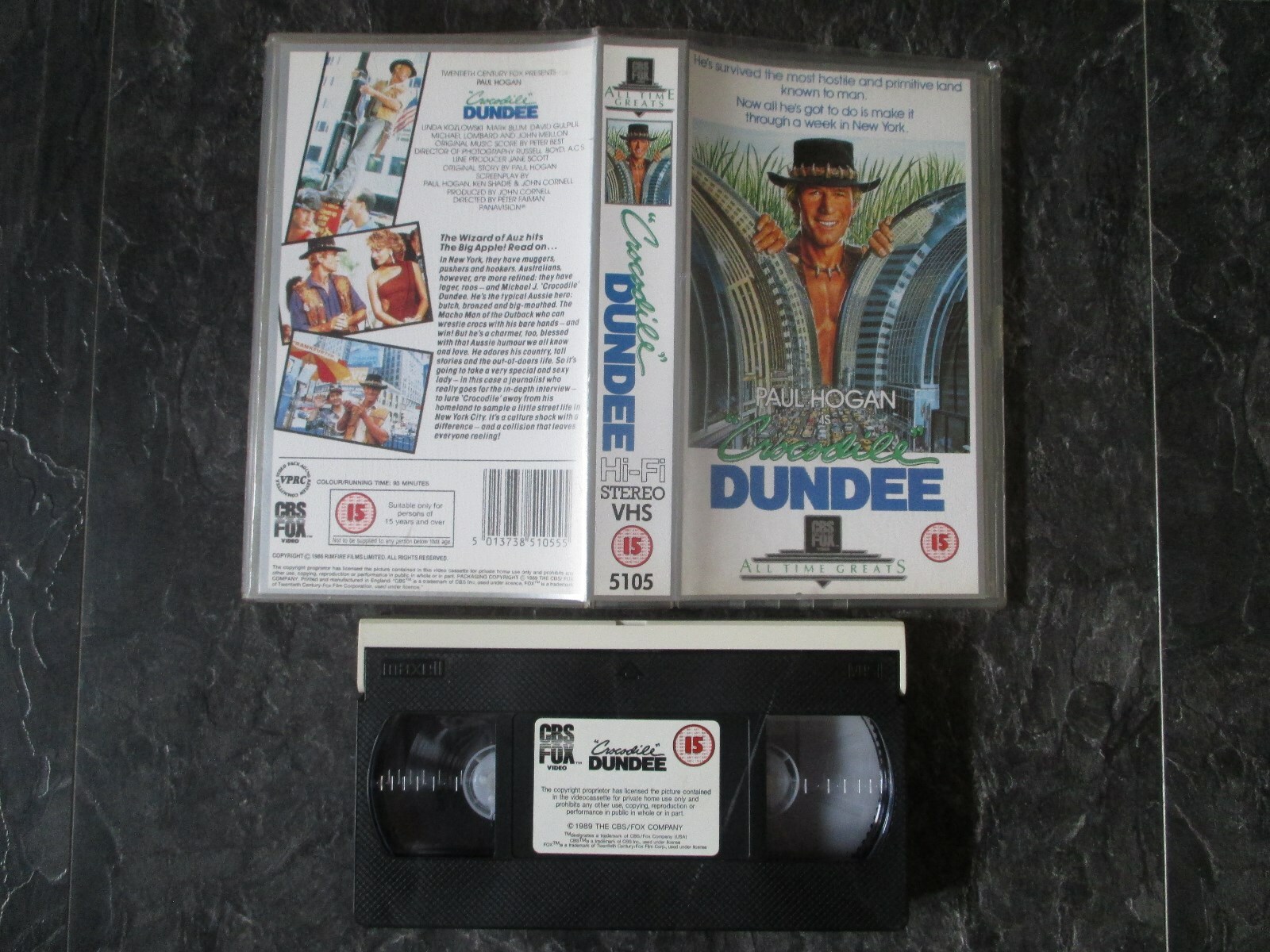 CROCODILE DUNDEE VHS ORIGINAL 80S CBS FOX VHS NOT BIG BOX VHS EX RENTAL VHS