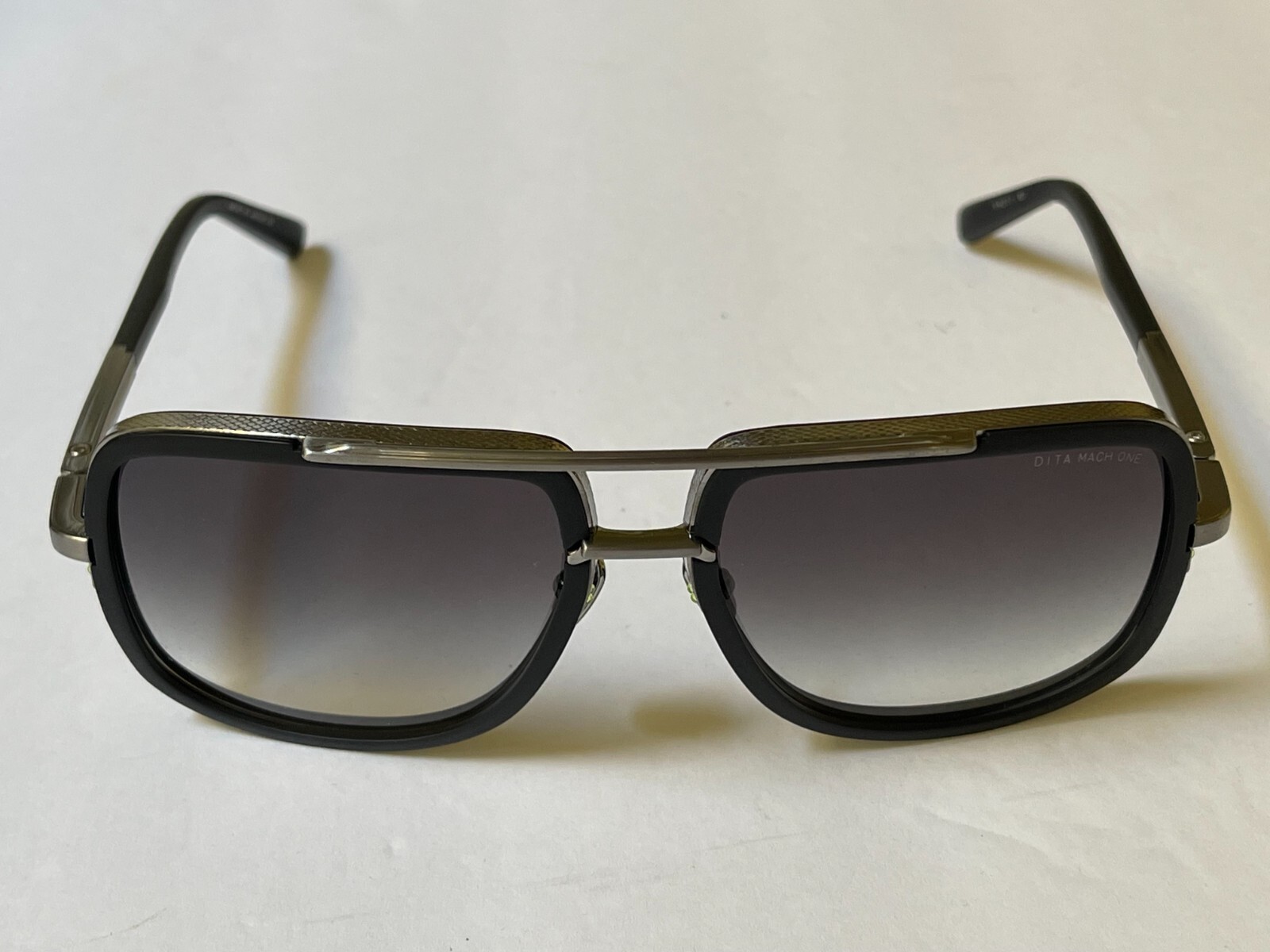 Pre-owned Dita Mach-one Drx2030e-59 Black/silver Sunglasses Gradient Lens 59-17-127 In Gray