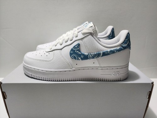 Nike Air Force 1 07 Essential Blue Paisley White Women Shoes