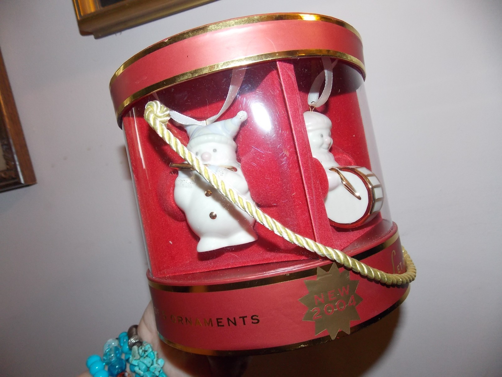 Lenox 5 Snowman Ornaments  2004  Holidays Christmas Tree Nib