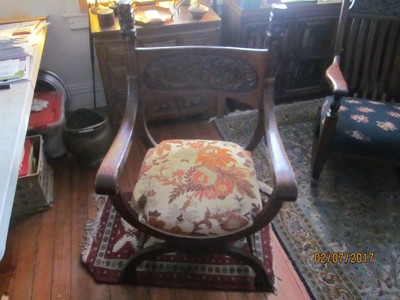 Victorian 1/4 Sawn Oak Green Man / Satanic / Demon Throne Chair, old patina