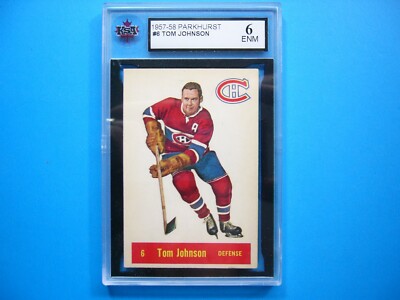 1957/58 PARKHURST NHL HOCKEY CARD #6 TOM JOHNSON KSA 6 EX/NM