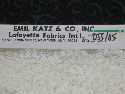 NOS-VTG EMIL KATz WHITE Re-embroidered Lace on net 4.5