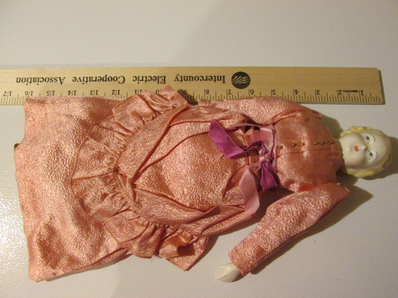 ANTIQUE CHINA HEAD DOLL  w/Great Clothes Layers German Bisque