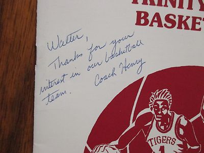 1986-87 TRINITY University Basketball Guide(10 Signed/DUANE HENRY/JOHN SPILLANE)