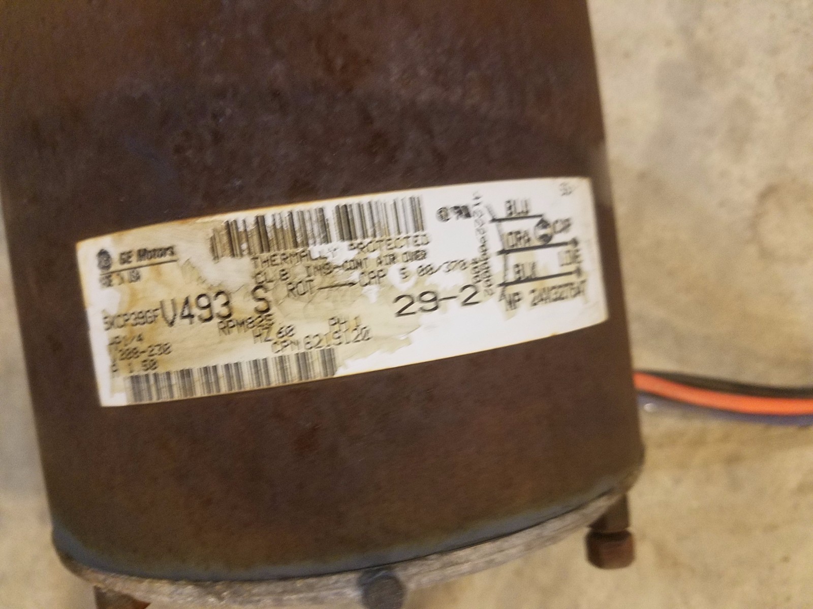 621917 Nordyne Gibson Frigidaire condenser motor, 1/4 HP, 1100 RPM