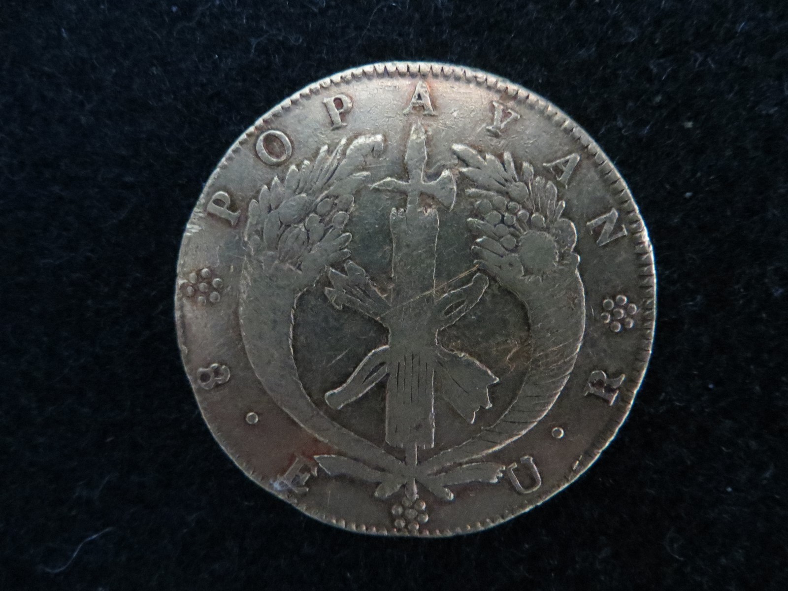 COLOMBIA: Republic:  1836 gold 8 Escudos, POPAYAN mint