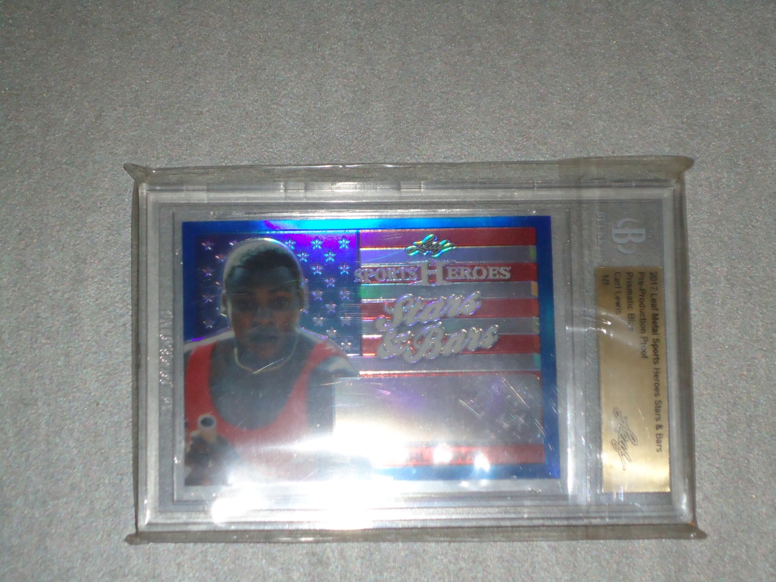 2017 LEAF METAL SPORTS HEROES, PRE PRODUCTION PROOF, CARL LEWIS, PRISMATIC BLUE