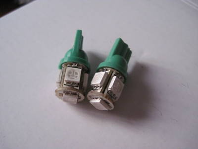 COPPIA LAMPADINE 5 LED TUTTOVETRO VERDE T10 W5W BV