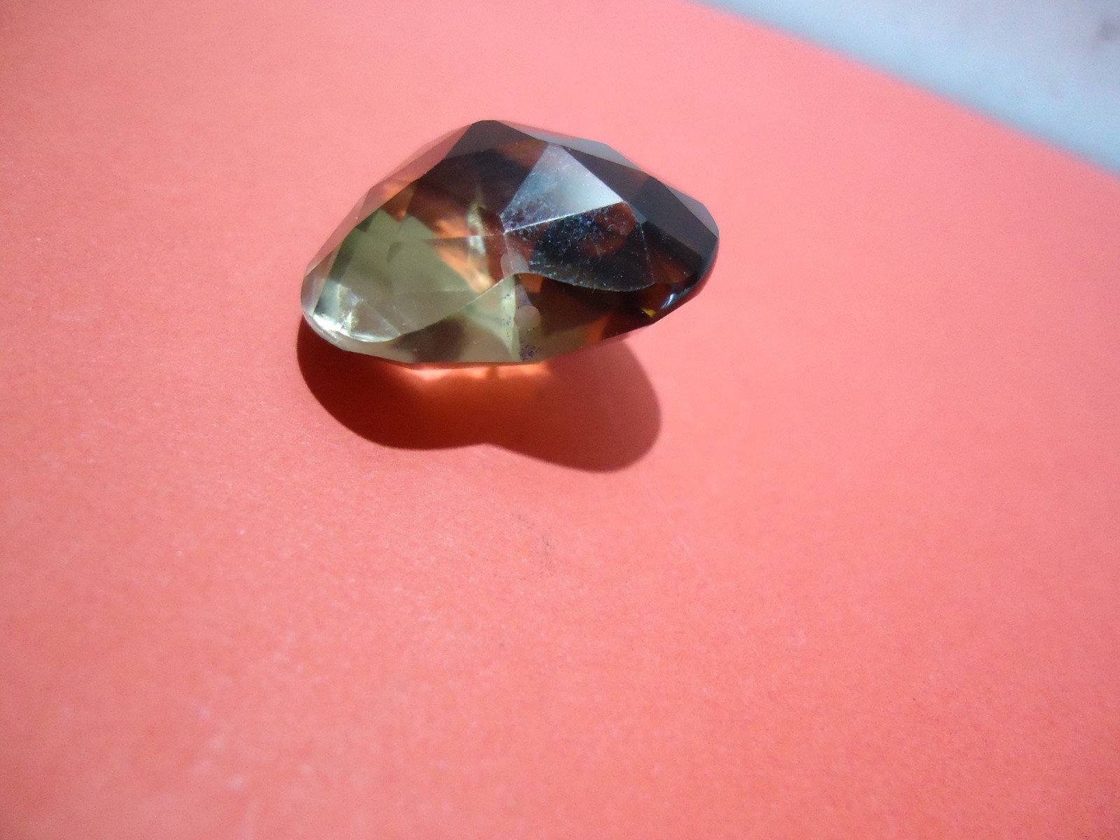 BEAUTIFUL CUT FACETED SMOKEY CRYSTAL HEART BEAD PENDANT PRISM HALF DRILLED