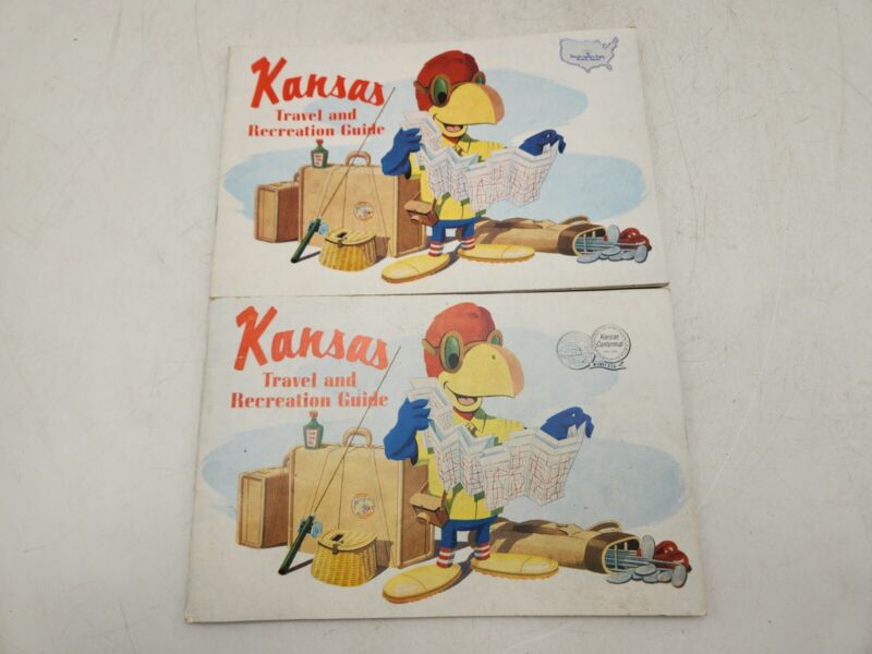 2 Vintage Kansas 1958 & 1959-60 Edition State Travel & Recreation Guides Jayhawk