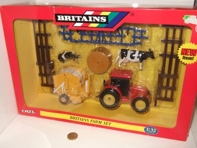 Britains 42327 Farm Set inc Tractor Baler Bale Cultivator fences Cattle etc