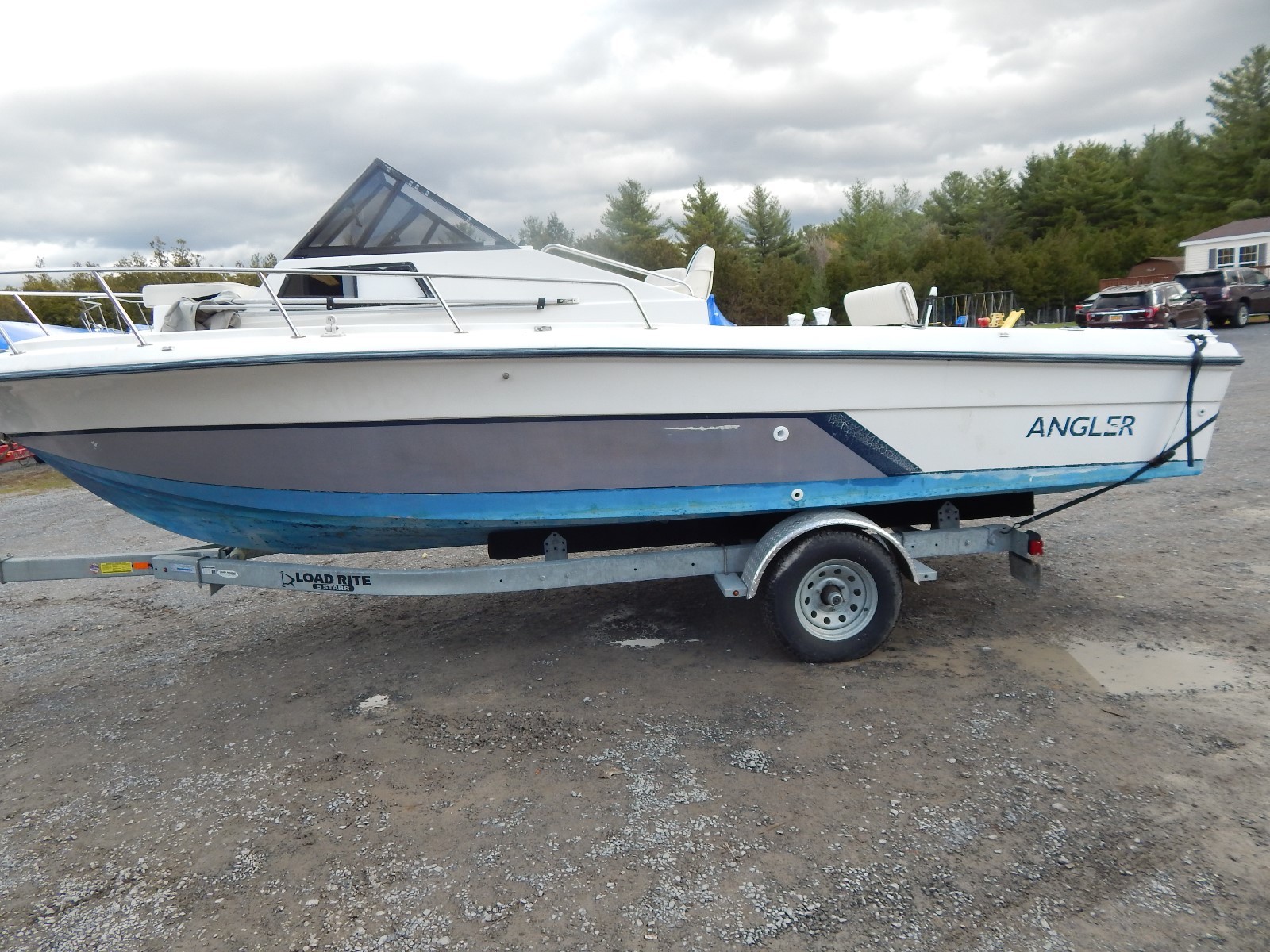 21 foot angler boat and trailer with no motor fishing walk around boat