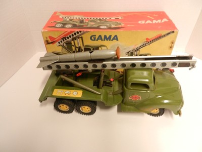 GAMA MECHANICAL MISSILE TRUCK WESTERN GERMANY 1950'S N MINT IN ORIGINAL BOX